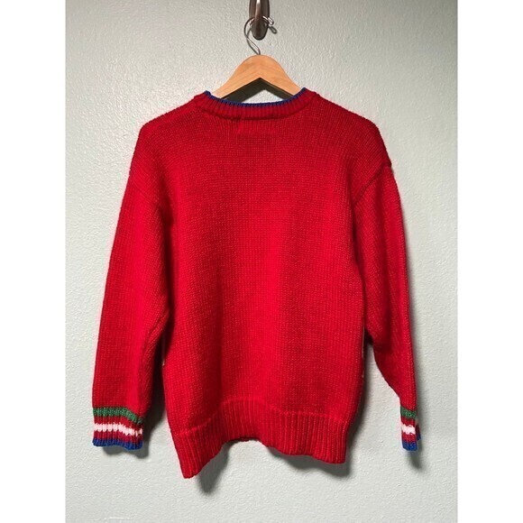 Vintage Bravo Christmas Tree Snowman Red Sweater‎ Size Medium - Picture 4 of 7